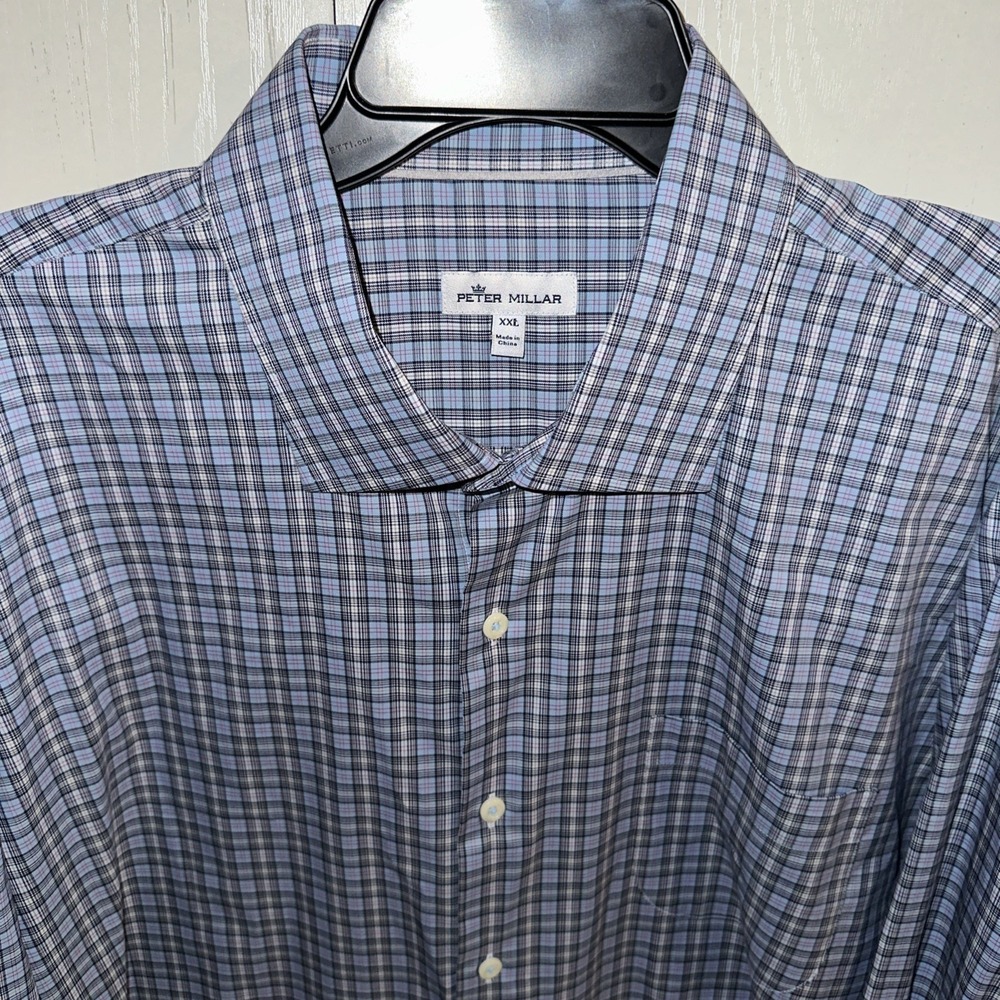 Peter Millar Crown Comfort Madison Sport Button Down Shirt Plaid XXL Stretch